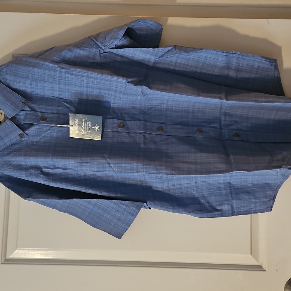 Haggar Blue Casual Button Down Shirt Large